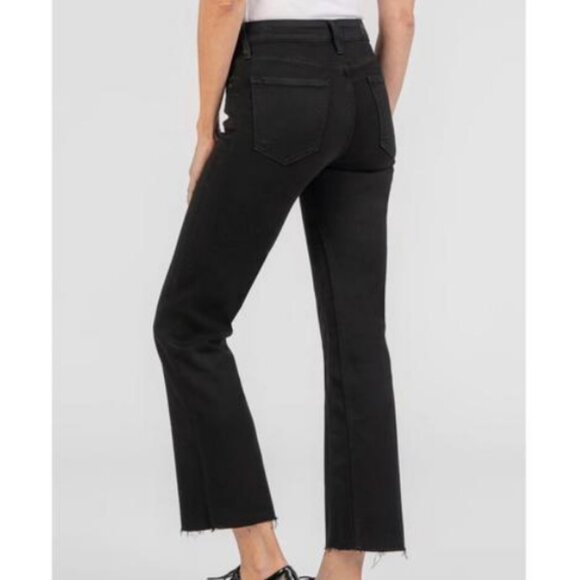 Kut from the Kloth Mid Rise Kelsey Black Ankle Flare Jeans - Picture 12 of 13